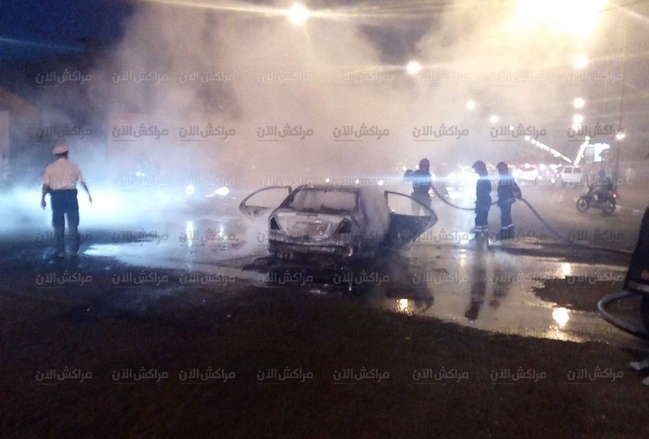 فيديو مثير.. اندلاع النيران بسيارة بحي جليز يستنفر امن مراكش
