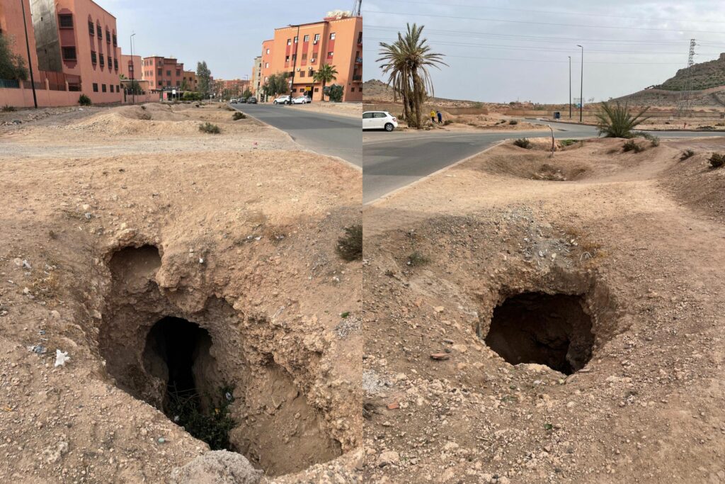 بالصور.. هل تتحرك سلطات مراكش لاغلاق “فوهات” مجاري مائية خطيرة بحي الشرف؟