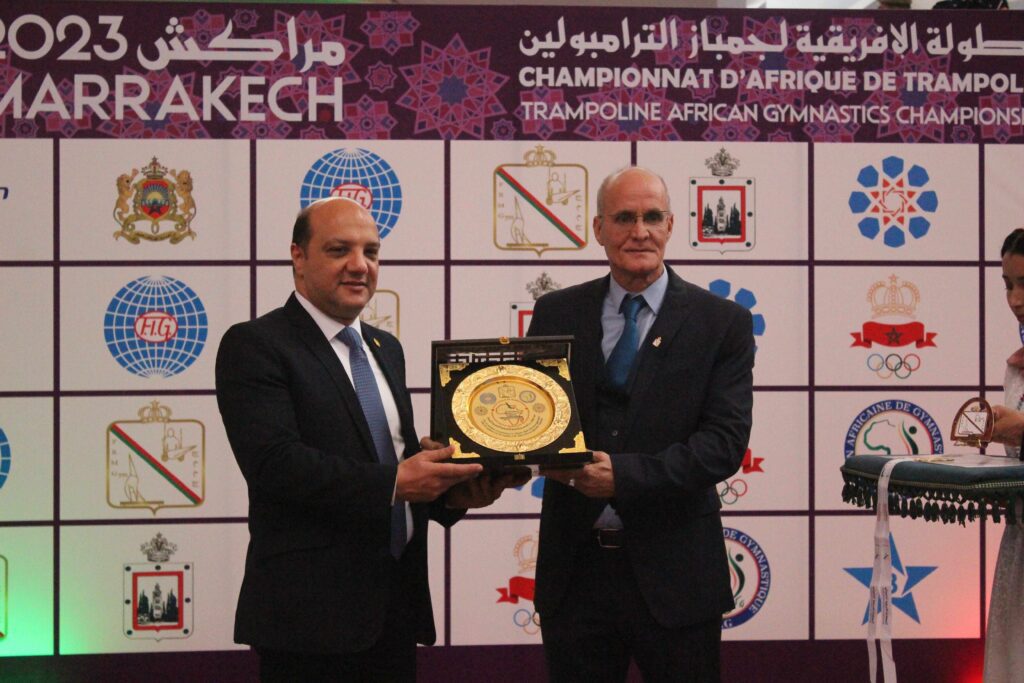 ايهاب امين رئيس الاتحاد الافريقي للجمباز يشيد بنجاح البطولة الافريقية لجمباز الترامبولين بمراكش +فيديو