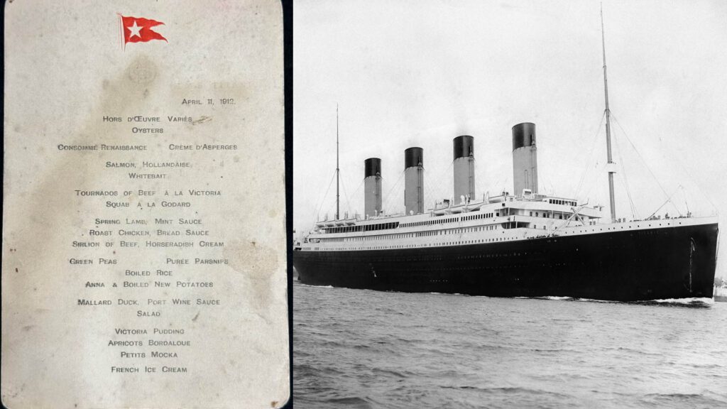 قائمة من عشاء تايتانيك تباع بـ103 آلاف دولار