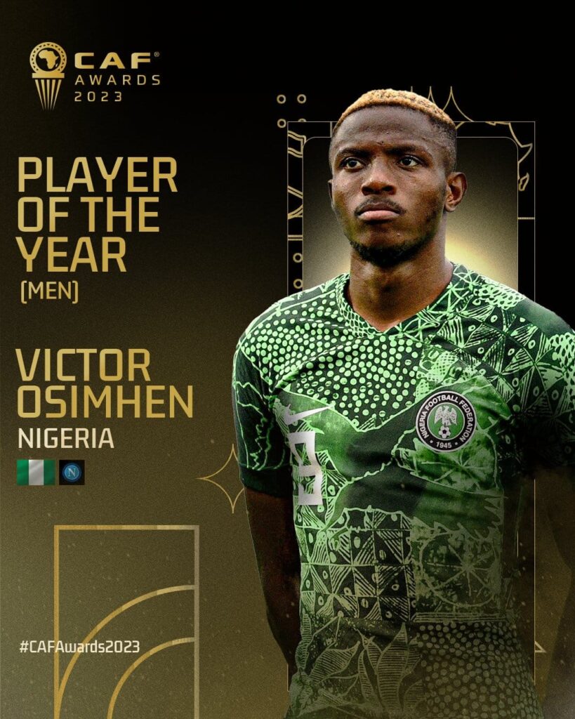 متفوقا على حكيمي..النيجيري فيكتور أوسيمين أفضل لاعب في إفريقيا لسنة 2023