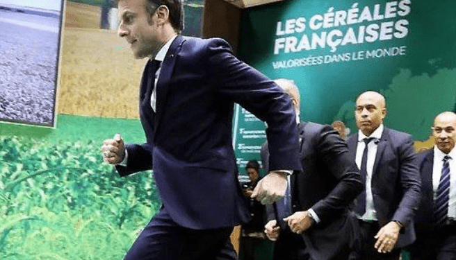فرار الرئيس الفرنسي جريا على قدميه بسبب الفلاحين الفرنسيين المضربين