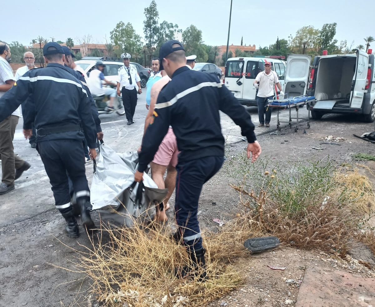 بالصور.. وفاة شخص واصابة ستة آخرين في حادثة سير بمراكش
