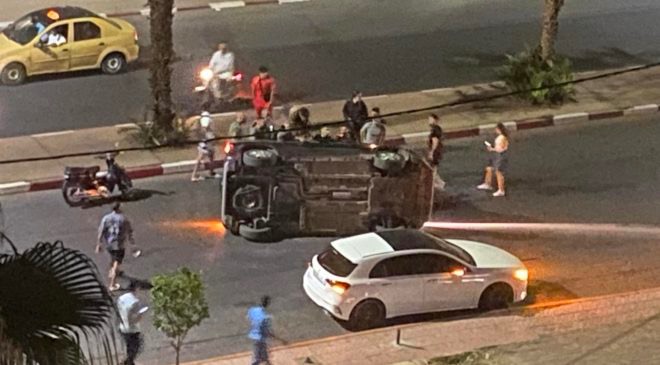 السرعة المفرطة تتسبب في انقلاب سيارة بمراكش