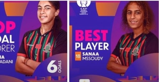 “الكاف” يختار لاعبتي الجيش الملكي مسودي والمدني في التشكيلة المثالية لدوري أبطال أفريقيا للسيدات