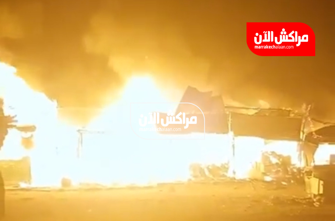 بالفيديو.. حريق يلتهم جزءاً من سوق “الجوطية” بجماعة سيدي المختار