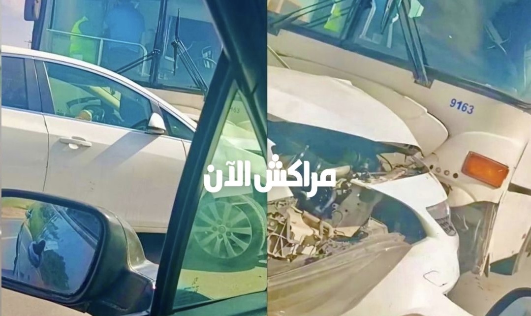 عاجل.. حادثة سير بين حافلة نقل حضري وسيارة خفيفة بمنطقة الشريفية ضواحي مراكش