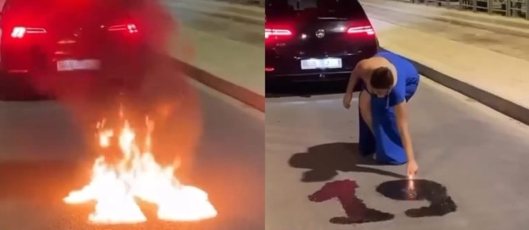 شابة تشعل النار في شارع بالدار البيضاء احتفالاً بعيد ميلادها