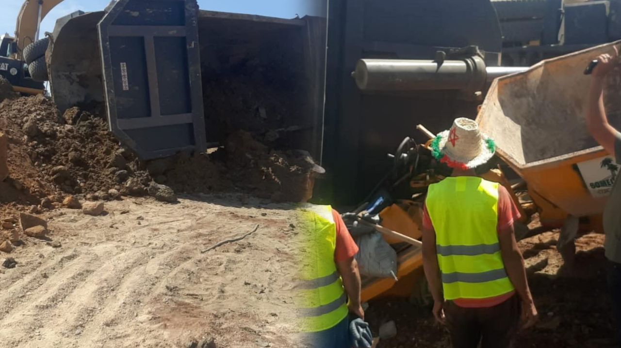 وفاة عامل إثر انقلاب شاحنة رمل بمحيط ملعب طنجة الكبير