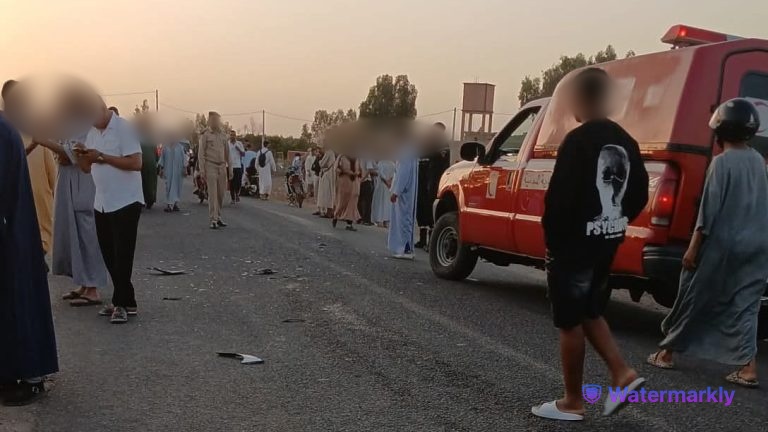 اصطدام عنيف بين دراجة نارية ونقل مدرسي على طريق مراكش-امنتانوت وإصابة راكبين