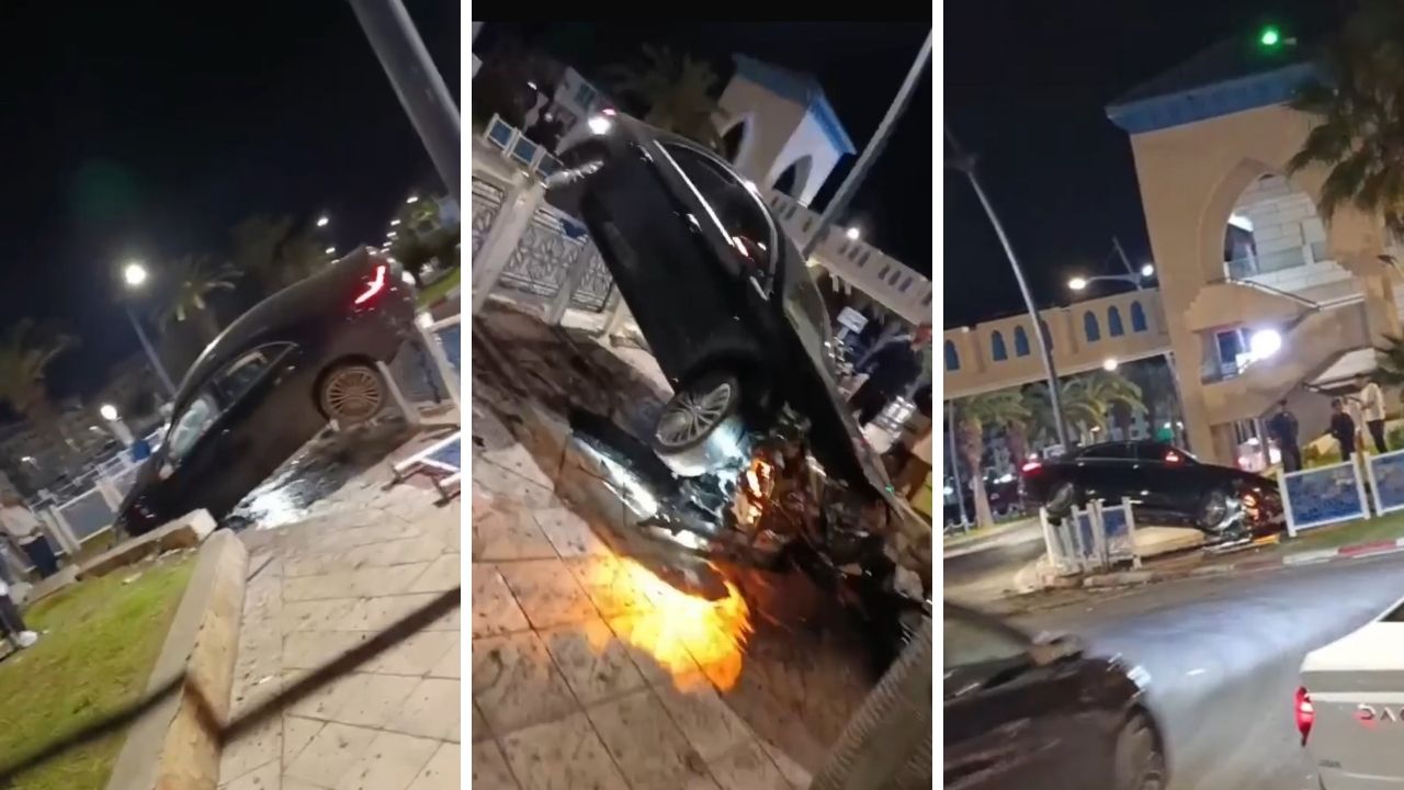 السرعة المفرطة تتسبب في انقلاب سيارة وسائقها ينجو باعجوبة بالمضيق