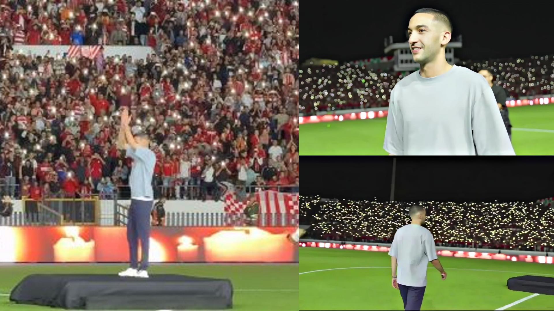 بالفيديو.. استقبال أسطوري لحكيم زياش بملعب محمد الخامس