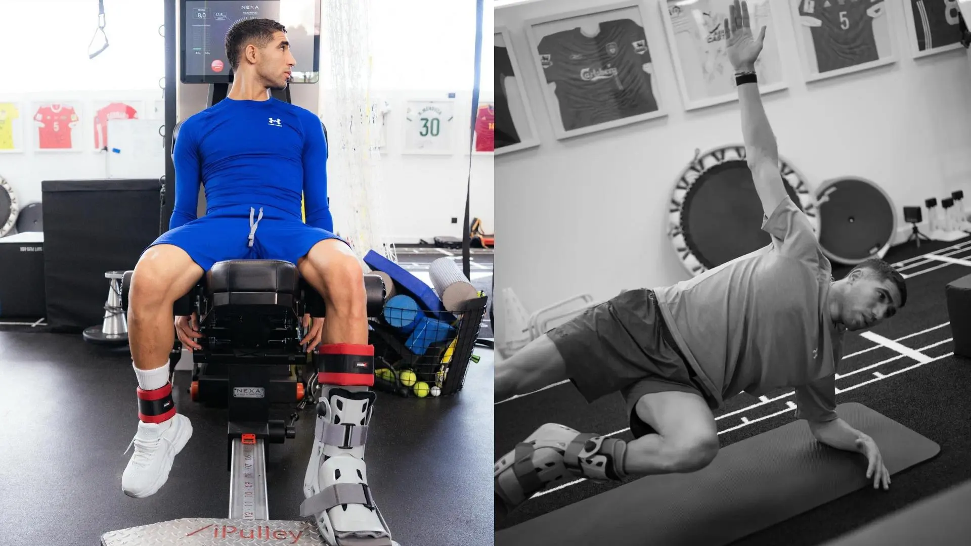 أشرف حكيمي يواصل التعافي ويظهر مرتدياً الحذاء الطبي بعد إصابته الأخيرة