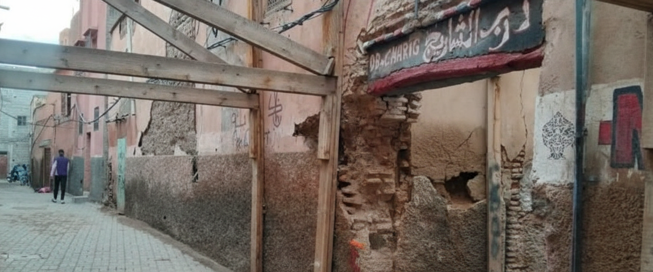 مبنى يهدد المارة بـ”باب غمات”.. ساكنة درب الشارج بمراكش تدق ناقوس الخطر