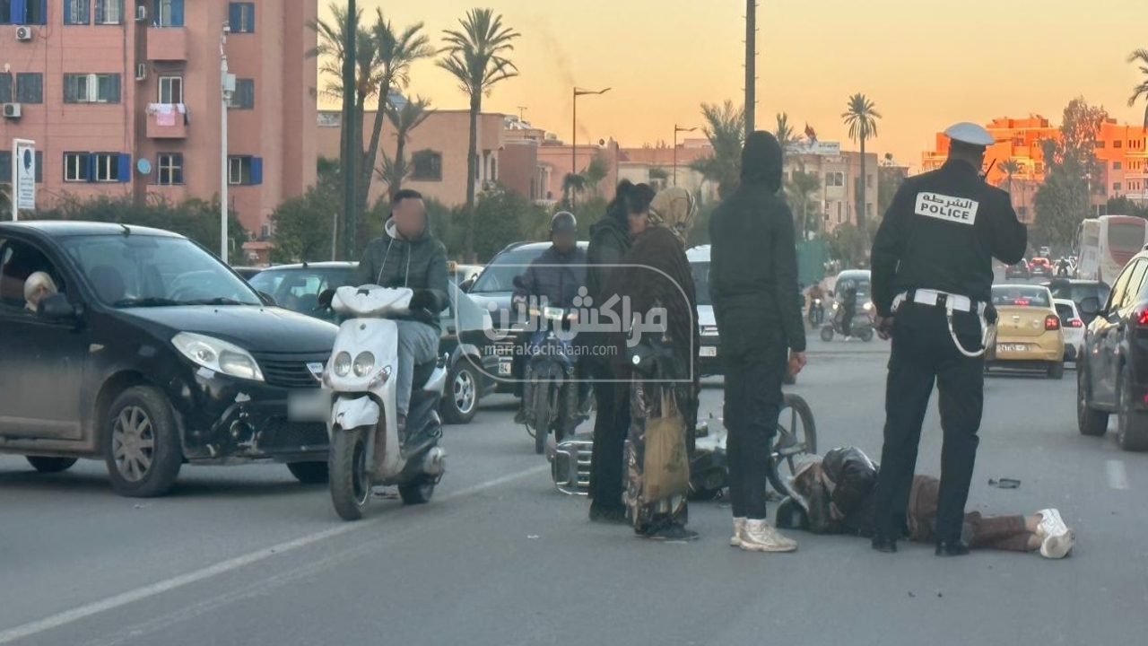 مراكش.. إصابة سيدة في حادث اصطدام بين دراجة نارية وسيارة خفيفة