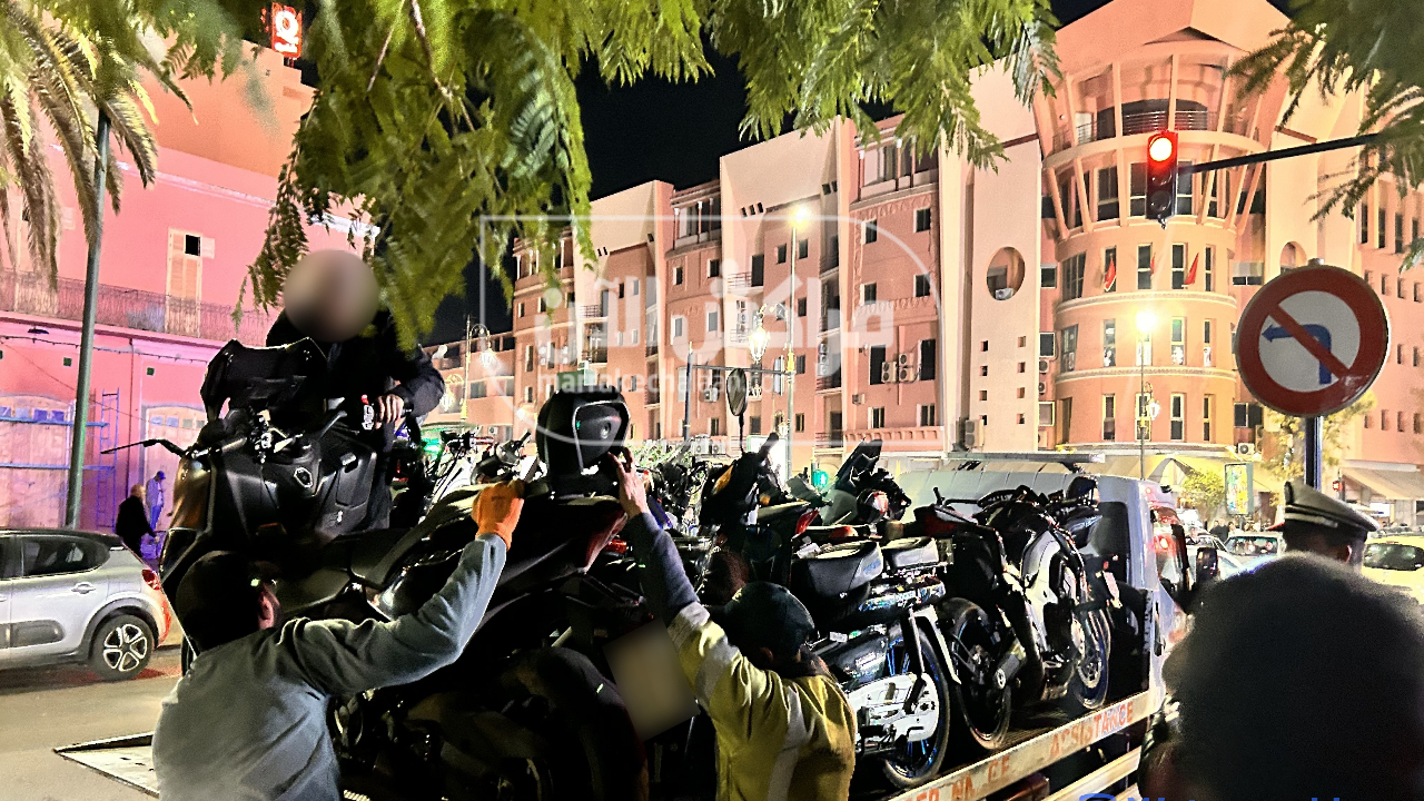 بالفيديو.. أمن مراكش يحجز عشرات الدراجات النارية بسبب “السياقة الاستعراضية” ليلة التأهل