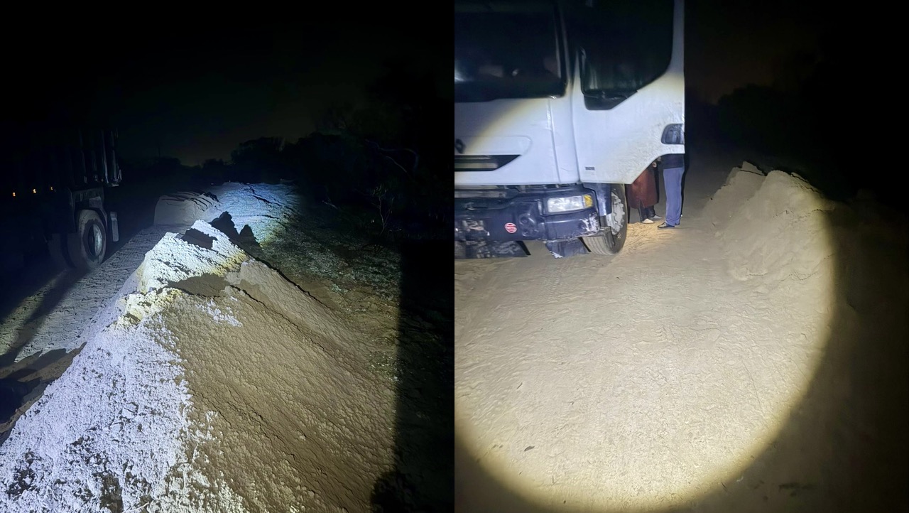 إيقاف سائق شاحنة متلبسا بسرقة رمال شاطئ هوارة