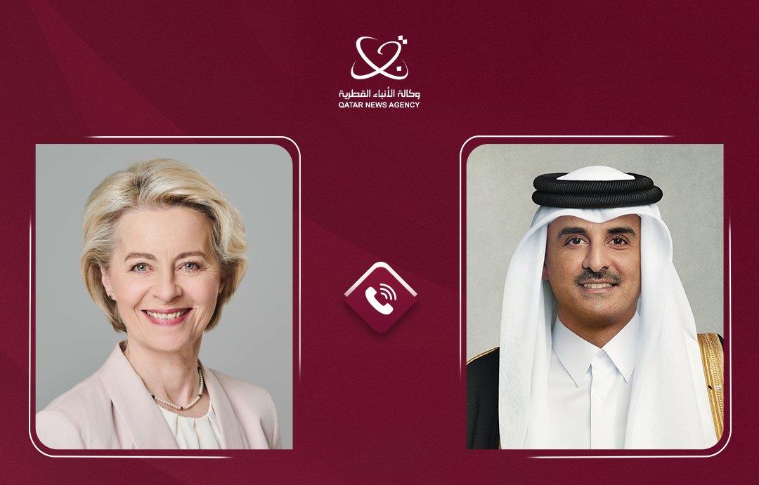 أمير قطر يبحث مع رئيسة المفوضية الأوروبية المستجدات الإقليمية والدولية