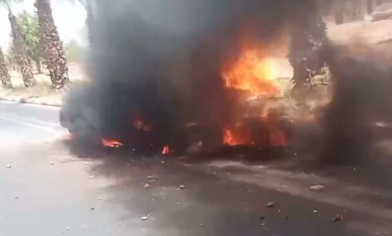 حريق يلتهم سيارة خفيفة على الطريق السيار بين مراكش وبنجرير