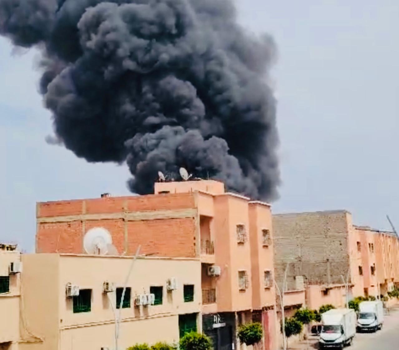 عاجل.. اندلاع حريق بوحدة صناعية بالحي الصناعي بسيدي غانم يمراكش +صور