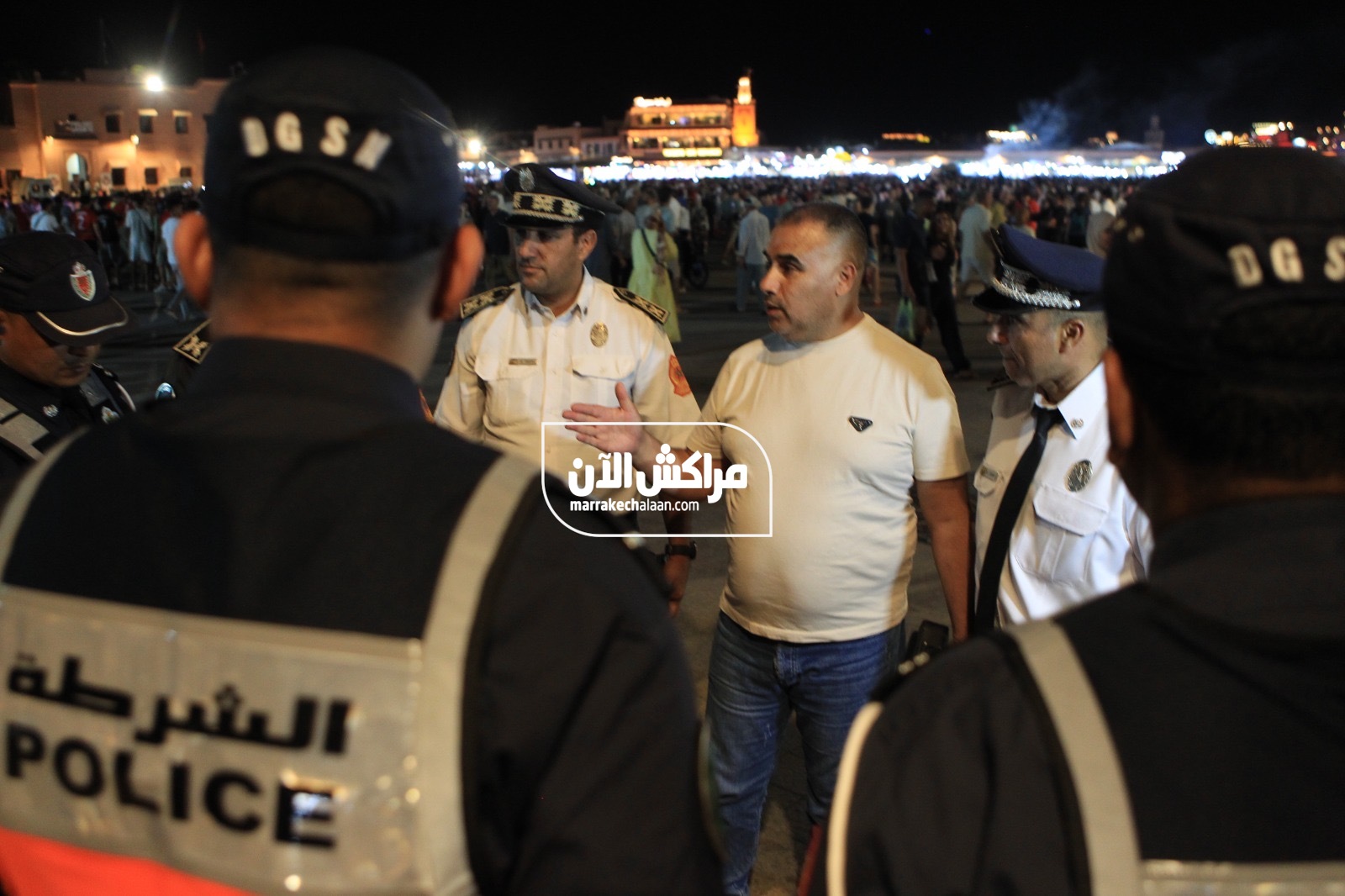 ترتيبات امنية بساحة جامع الفنا لتأمين عرض مواجهة الأسود والبرازيل عبر الشاشة العملاقة