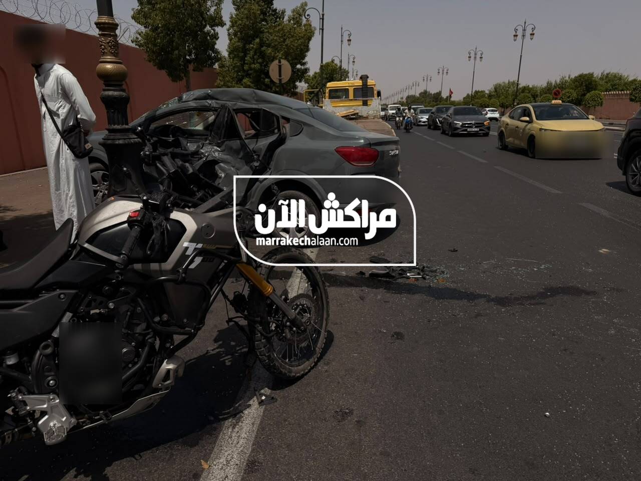 إصابة شخصين في حادث سير بين سيارة ودراجة نارية بشارع كماسة مراكش